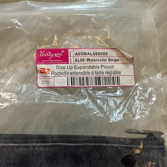 Thirty-One Watercolor Stripe Expandable Pouch - Picture 4 of 6